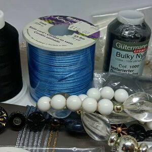Craft Supplies : Multiples White, Blue, Black, & Clear Beads